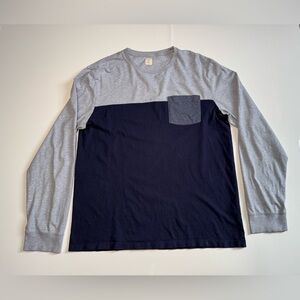 J. Crew Blue Knit Goods Long Sleeve Pocket Shirt Men’s Large, 100% cotton